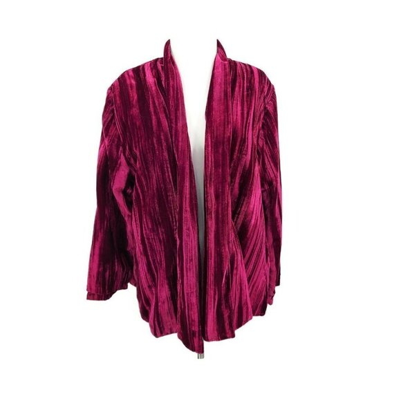 Vtg My Boyfriends Back Burgundy Velvet Open Jacket Womens OS Santa Monica - Picture 1 of 6